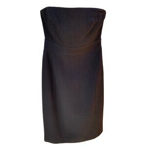 J Crew Strapless Dress, Wool, Black, Back Slit, Sz 2 Petite